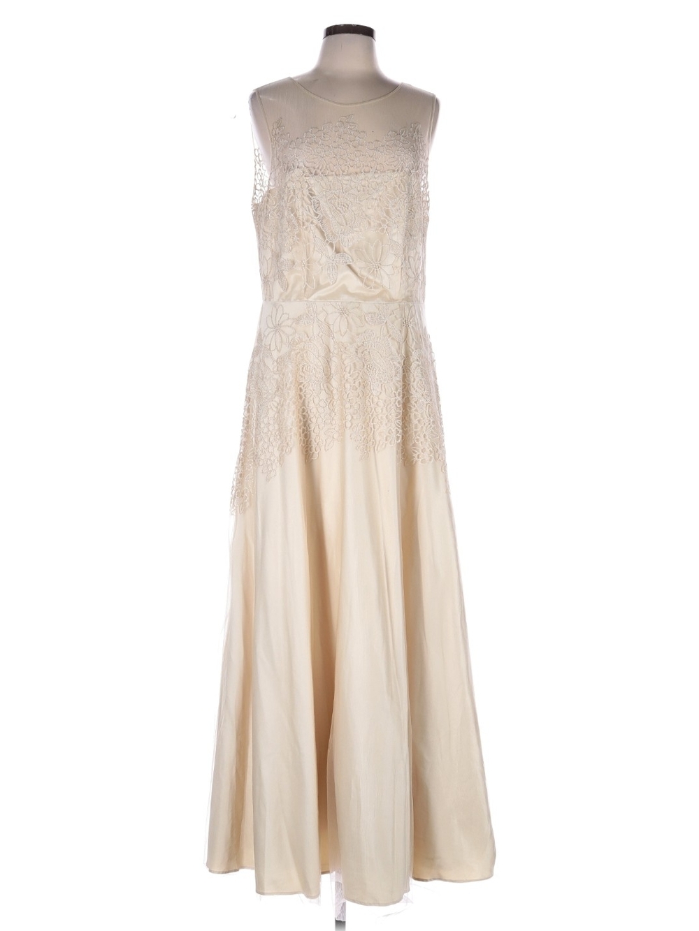 Sleeveless Cream Lace-Detail Maxi Dress